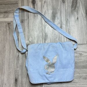 Vintage Playboy Women's Blue Adjustable Flap Crossbody Bag